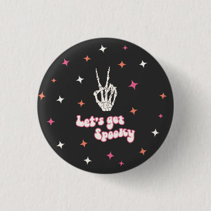 Cute Halloween Groovy Skeleton  3 Cm Round Badge