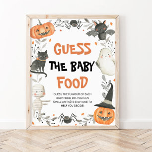 Cute Halloween Guess The Baby Food Baby Shower Poster