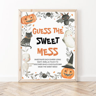 Cute Halloween Guess the Sweet Mess Baby Shower Poster