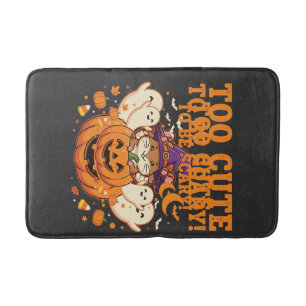 Cute Halloween Hamster Pumpkin Ghost Design_1 Bath Mat
