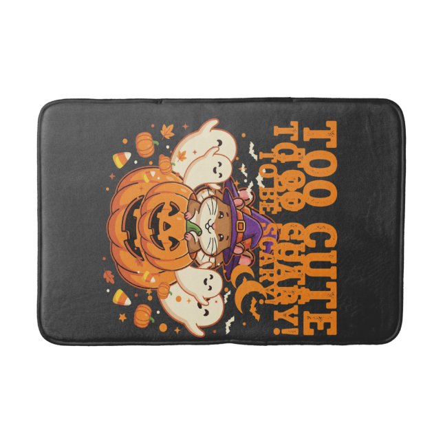 Cute Halloween Hamster Pumpkin Ghost Design_1 Bath Mat (Front)