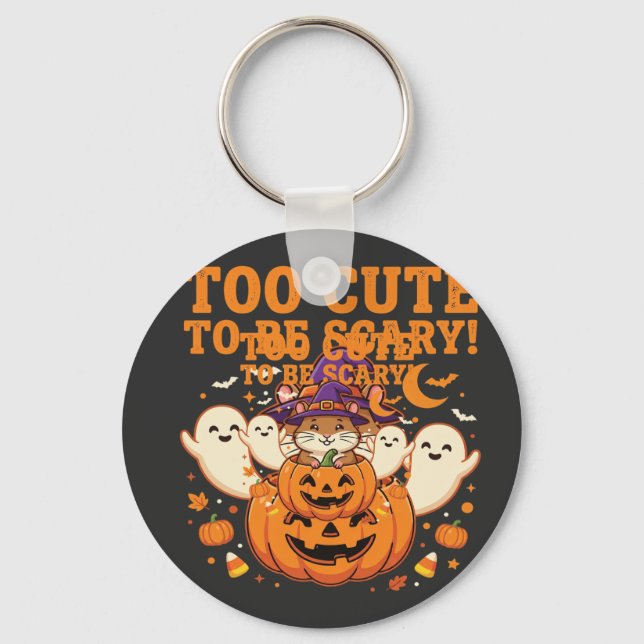 Cute Halloween Hamster Pumpkin Ghost Design_1 Key Ring (Front)