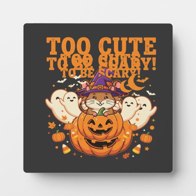 Cute Halloween Hamster Pumpkin Ghost Design_1 Plaque (Front)