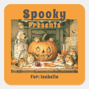 Cute Halloween Hamster Snack Party Square Sticker