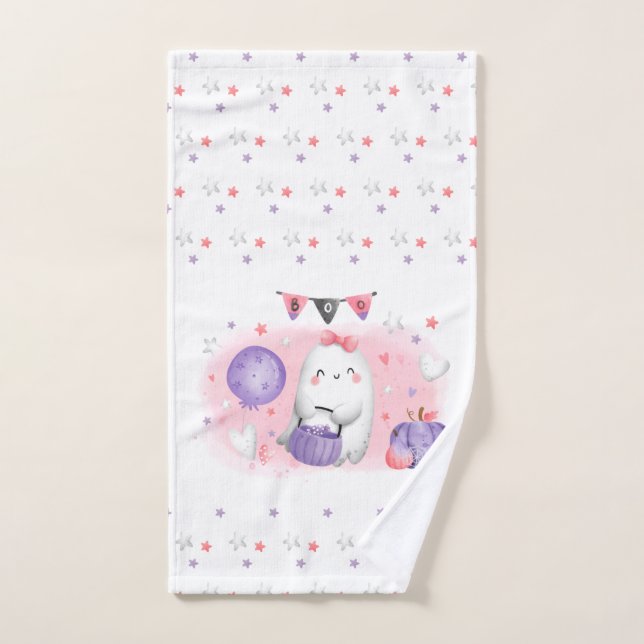 Cute Halloween Hand Towel Little Boo Girl (Hand Towel)