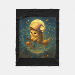 Cute Halloween Hedgehog Broom Ride With Potion And Fleece Blanket