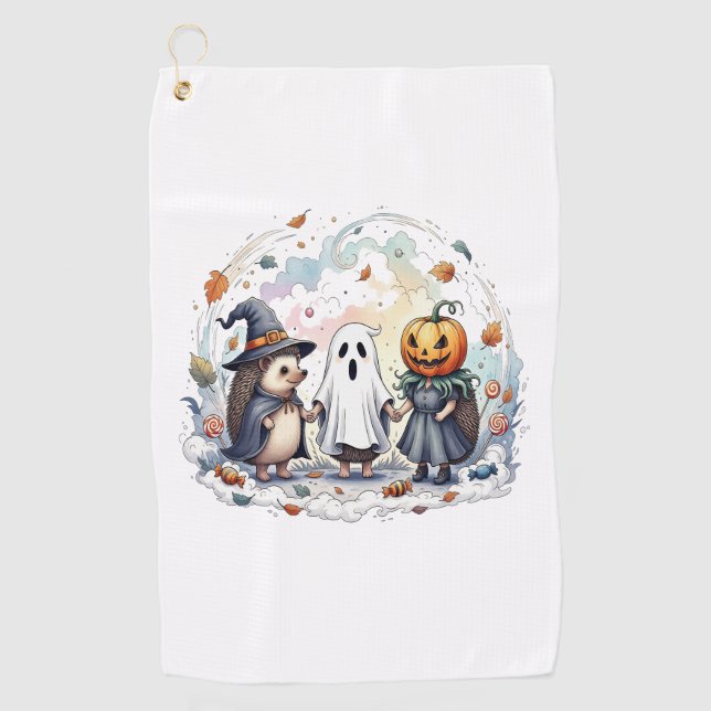Cute Halloween Hedgehogs Costume Golf Towel (Front)