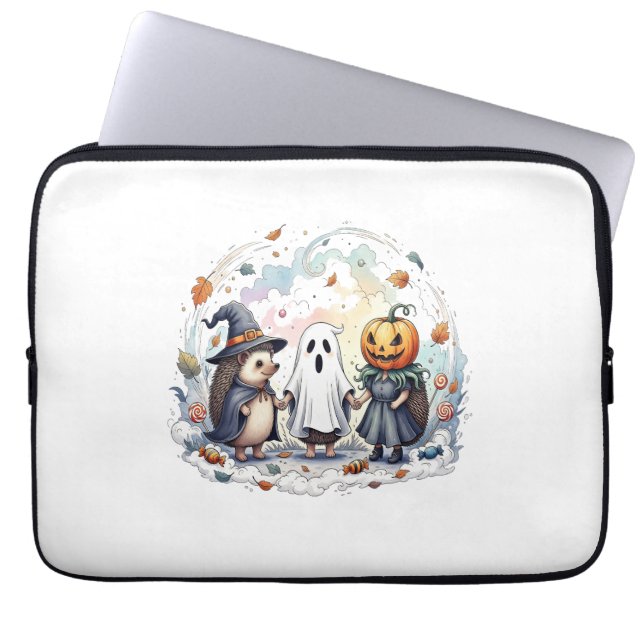 Cute Halloween Hedgehogs Costume Laptop Sleeve (Front)