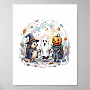 Cute Halloween Hedgehogs Costume Poster