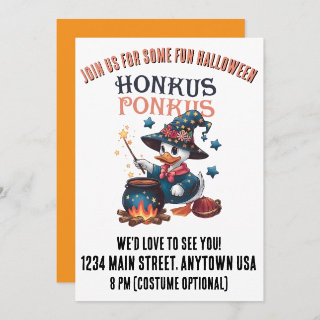 Cute Halloween Honkus Ponkus Invitation (Front/Back)
