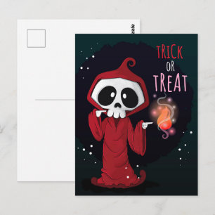 Cute Halloween Hooded Skeleton Postcard