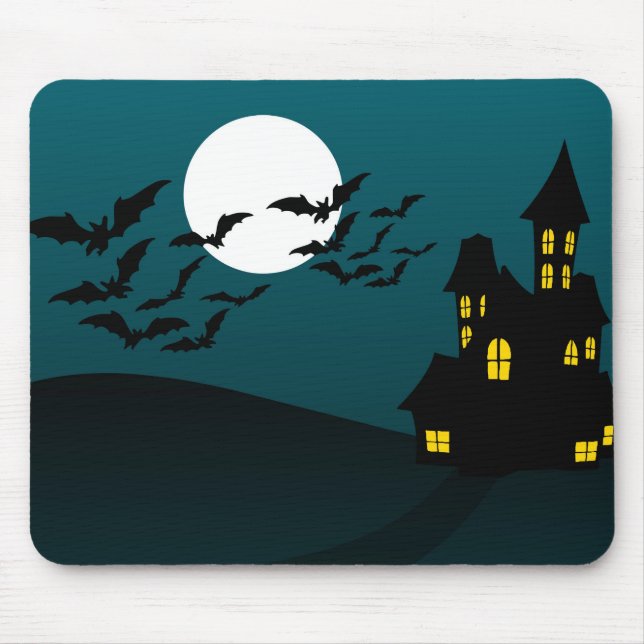 Cute Halloween House with Bats Mouse Pad (Front)