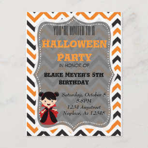 Cute Halloween invitation Chevron Vampire