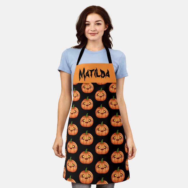 Cute Halloween Jack O Lantern  Apron (Worn)