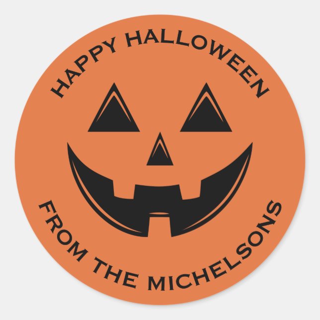 Cute Halloween Jack O Lantern Pumpkin Classic Round Sticker (Front)