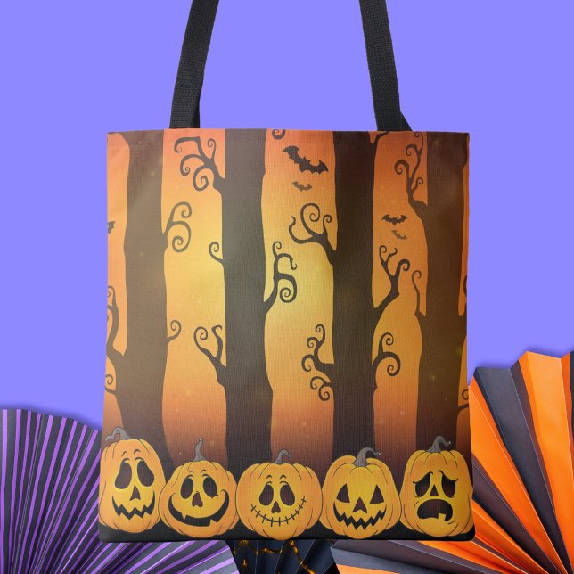 Cute Halloween Jack O Lantern Pumpkin Tote Bag (Creator Uploaded)
