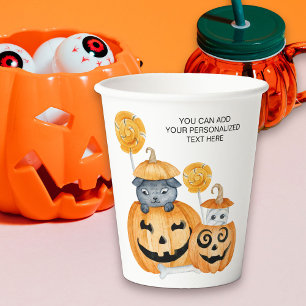 Cute Halloween Jack o Lantern Pumpkins and Candy Paper Cups