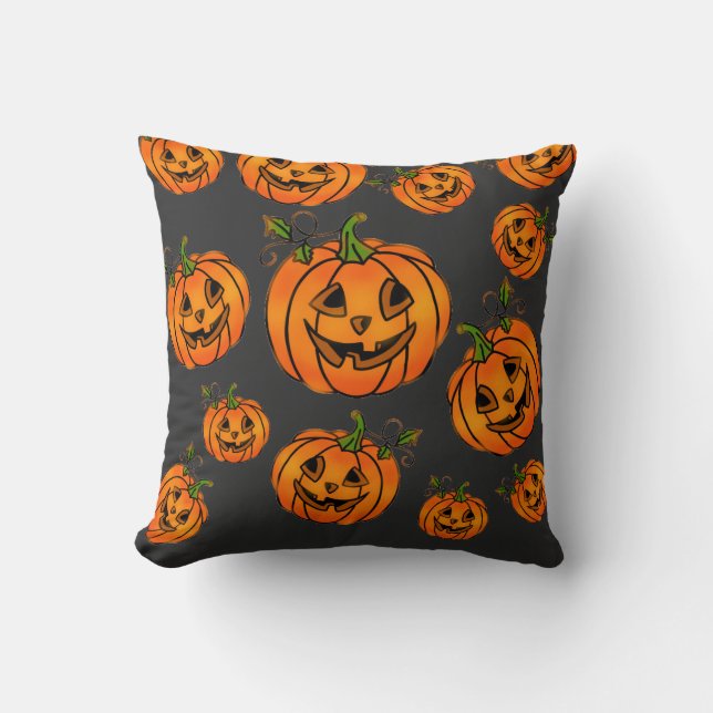Cute Halloween jack-o-lantern pumpkins Cushion (Front)