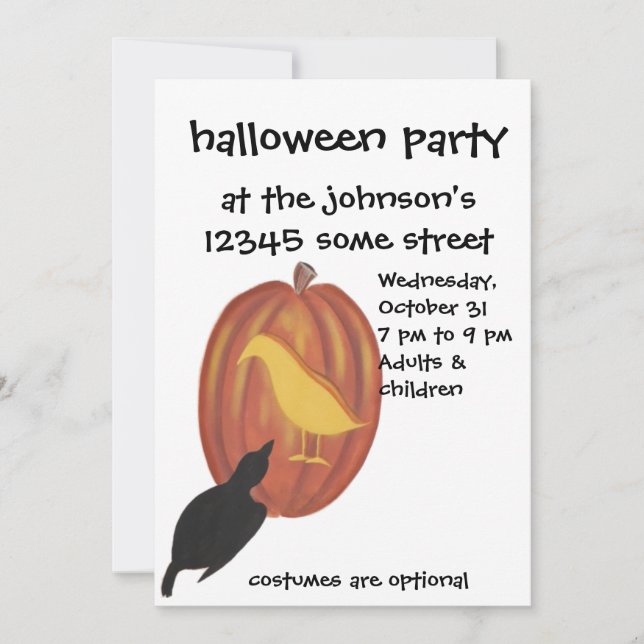 Cute Halloween Jack O'Lantern and Crow (Front)