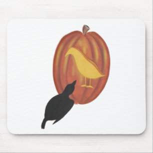 Cute Halloween Jack O'Lantern and Crow Mouse Pad
