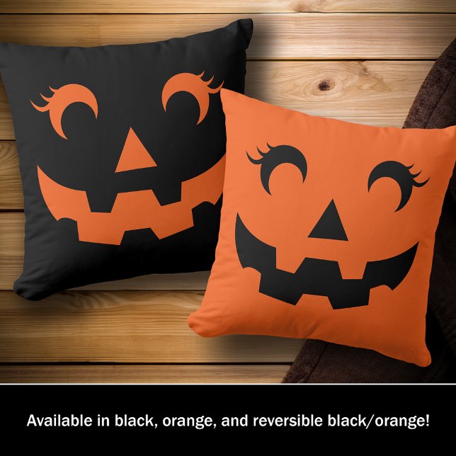 Cute Halloween Jack O'Lantern Double Sided Pumpkin Cushion (Creator Uploaded)