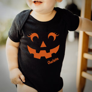 Cute Halloween Jack O'Lantern Personalised Pumpkin Baby Bodysuit