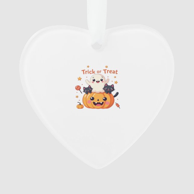 Cute Halloween - Kawaii Ghost and Black Cats Class Ornament (Front)
