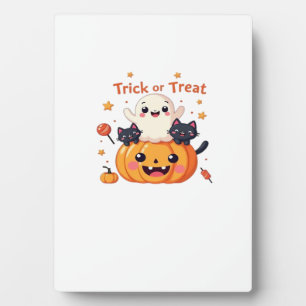 Cute Halloween - Kawaii Ghost and Black Cats Class Plaque