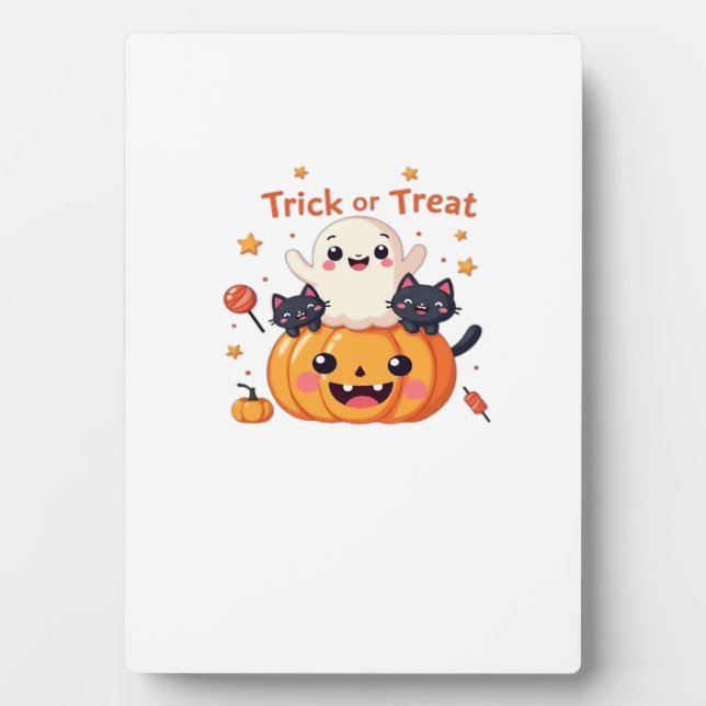 Cute Halloween - Kawaii Ghost and Black Cats Class Plaque (Front)