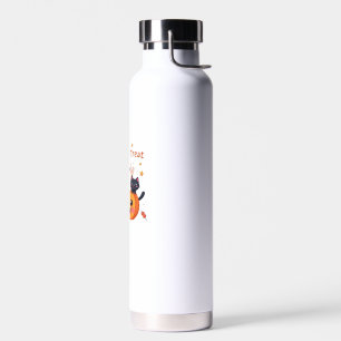 Cute Halloween - Kawaii Ghost and Black Cats Class Water Bottle