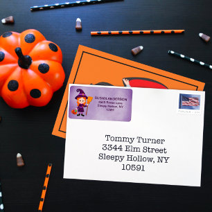 Cute Halloween Kid’s Costume Party Witch Label