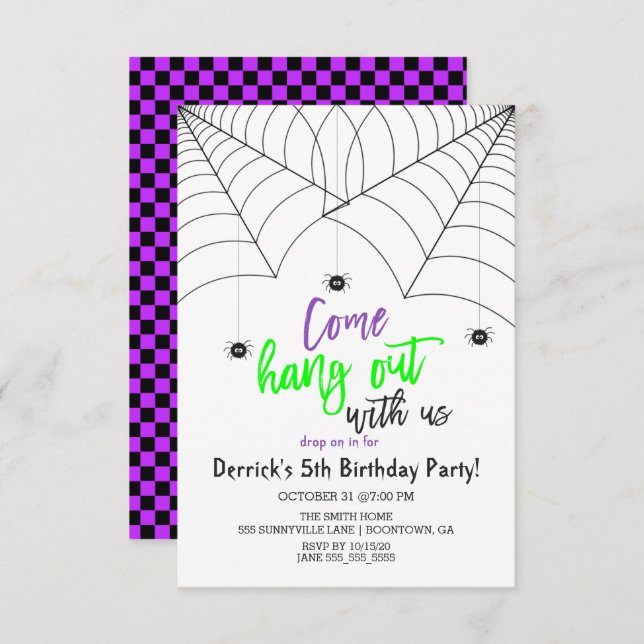 Cute Halloween Kids Birthday Party Invitation (Front/Back)