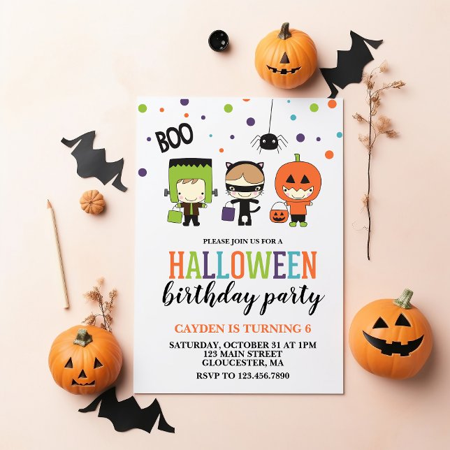 Cute Halloween Kids Birthday Party Invitation (Creator Uploaded)