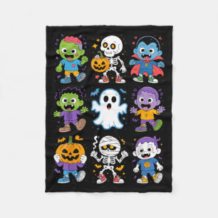 Cute Halloween Kids Cartoon Ghost Zombie Vampire Fleece Blanket