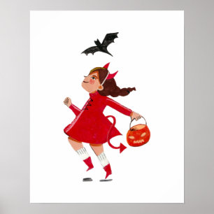 Cute Halloween kids costume trick and treat parade Poster