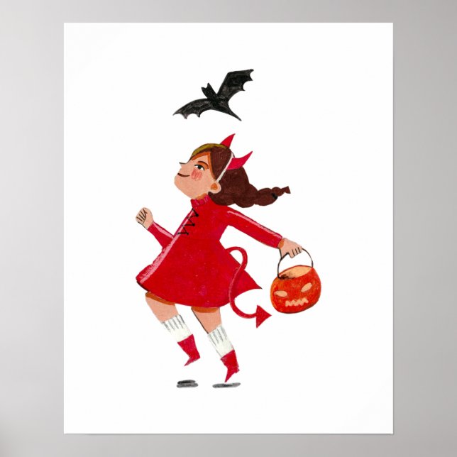 Cute Halloween kids costume trick and treat parade Poster (Front)