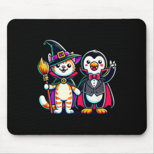 Cute Halloween Kids Penguin Vampire Cat Witch Funn Mouse Pad