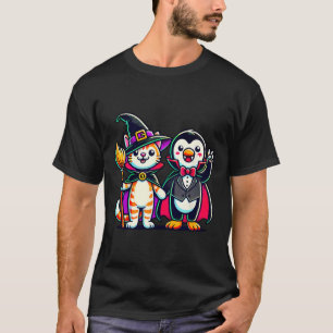 Cute Halloween Kids Penguin Vampire Cat Witch Funn T-Shirt
