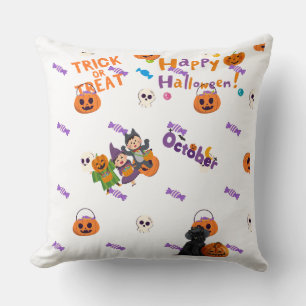 Cute Halloween Kids Trick or Treat Pattern Throw P Cushion