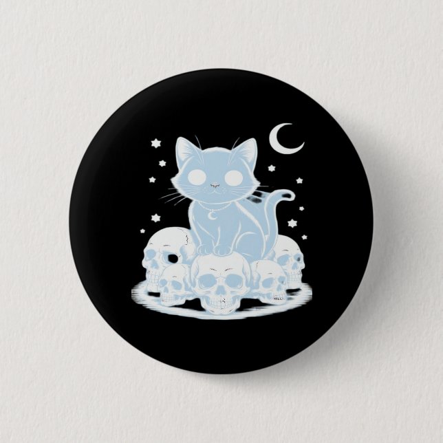 Cute Halloween Kitten Cat Gothic Aesthetic Essenti 6 Cm Round Badge (Front)