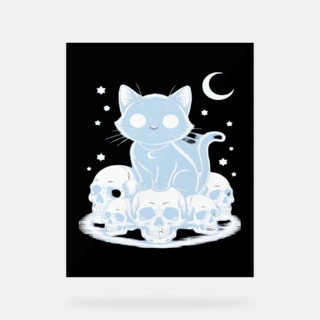 Cute Halloween Kitten Cat Gothic Aesthetic Essenti Acrylic Sign (Front)