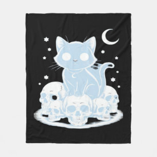 Cute Halloween Kitten Cat Gothic Aesthetic Essenti Fleece Blanket