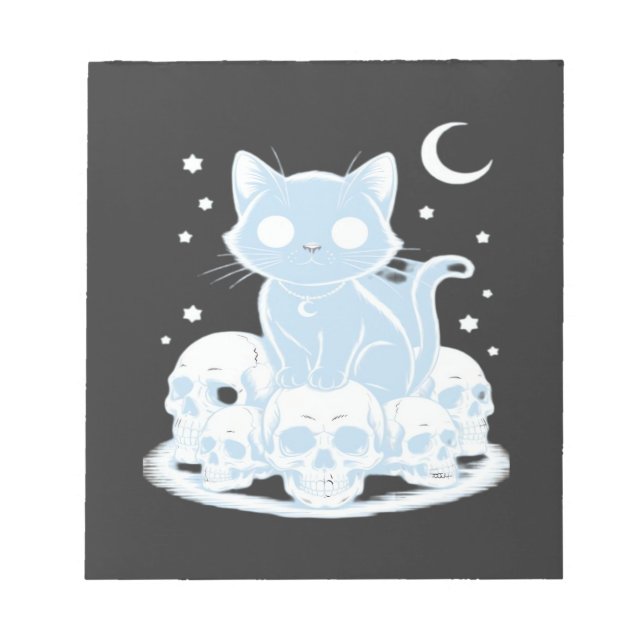 Cute Halloween Kitten Cat Gothic Aesthetic Essenti Notepad (Front)