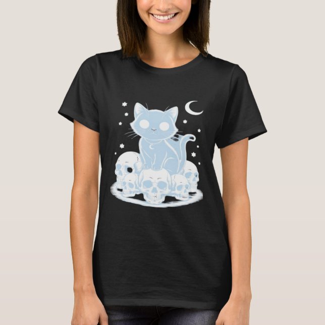 Cute Halloween Kitten Cat Gothic Aesthetic Essenti T-Shirt (Front)