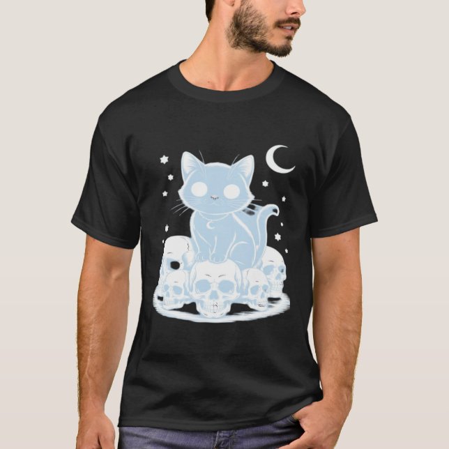 Cute Halloween Kitten Cat Gothic Aesthetic Essenti T-Shirt (Front)