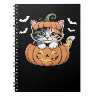 Cute Halloween Kitten in a Pumpkin Classic T-Shirt Notebook