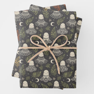 Cute Halloween Lace Ghosts Set of Three Wrapping Paper Sheet