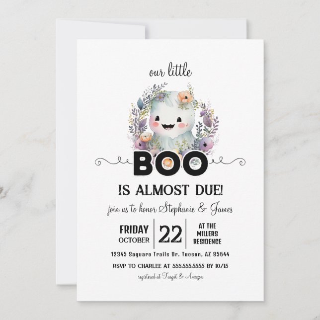 Cute Halloween Little Boo Baby Shower Invitation (Front)