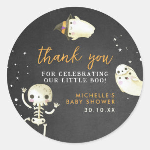 Cute Halloween Little Boo Baby Shower Thank You Classic Round Sticker