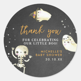 Cute Halloween Little Boo Baby Shower Thank You Classic Round Sticker